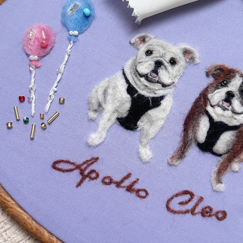 Friendship Of Two Pets & Custom Handmade Felt Portrait