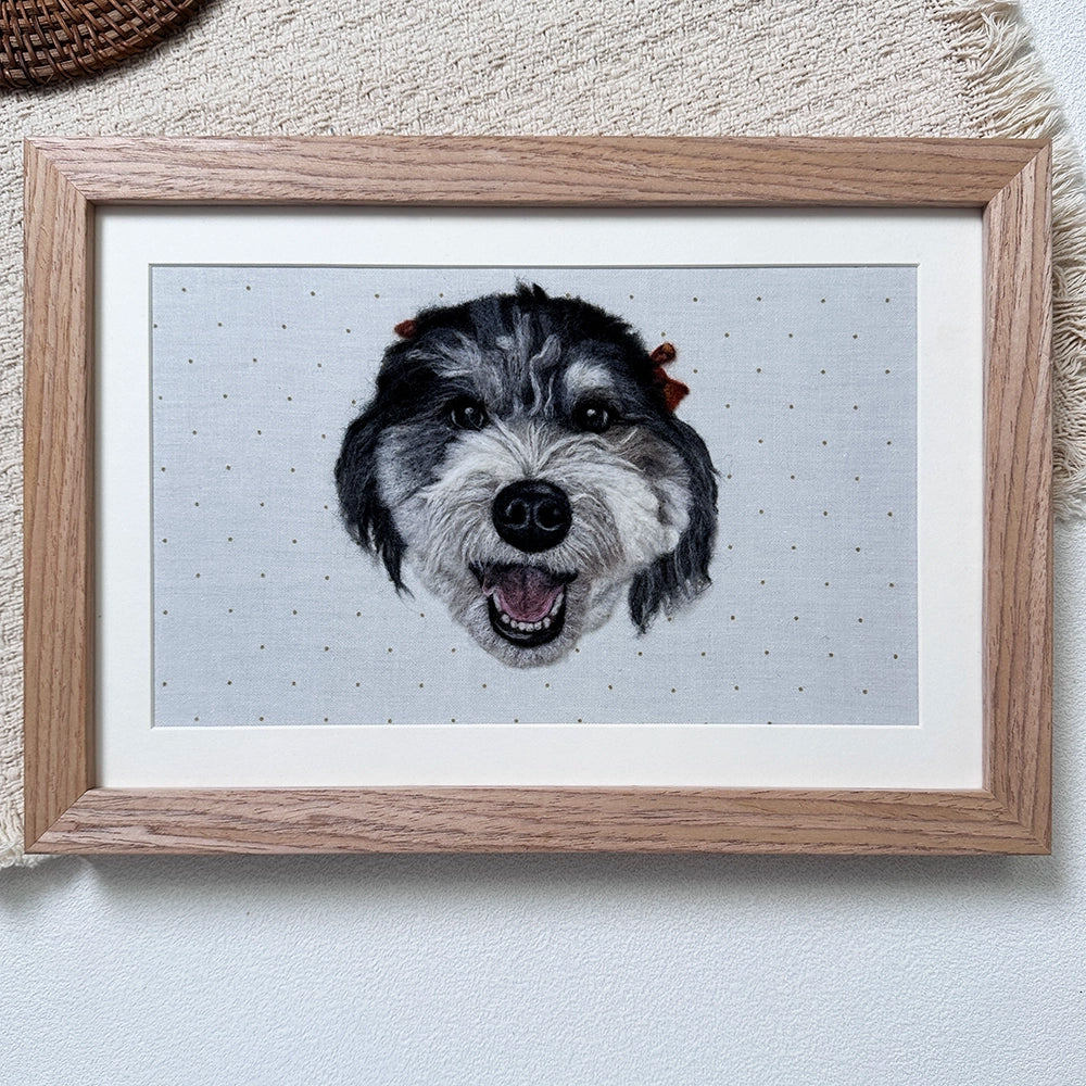 Wool-Felted Pet Portrait (Wood Frame)