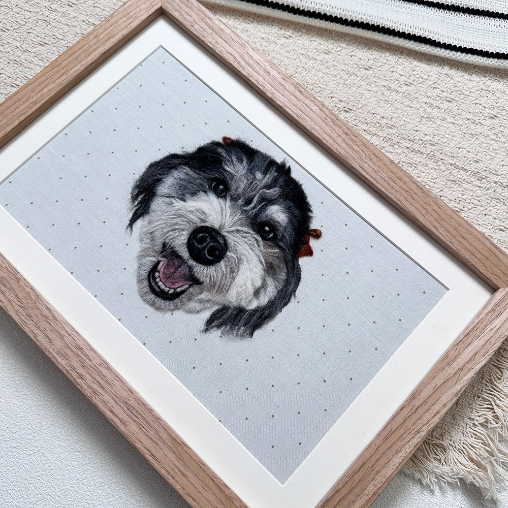 Wool-Felted Pet Portrait (Wood Frame)