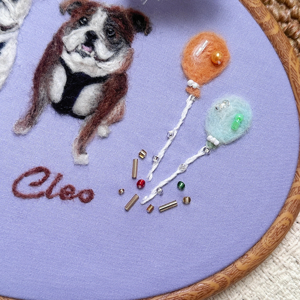 Friendship Of Two Pets & Custom Handmade Felt Portrait