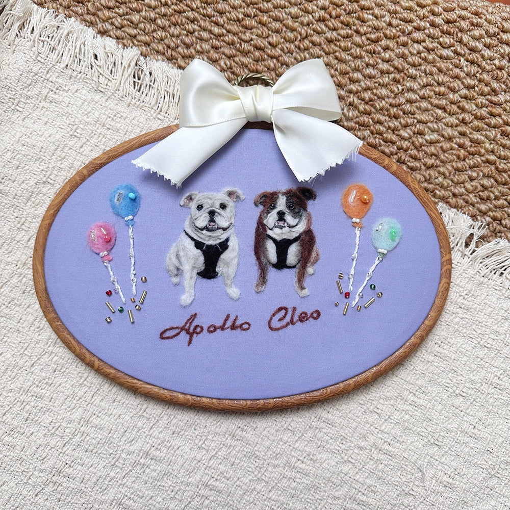 Friendship Of Two Pets & Custom Handmade Felt Portrait