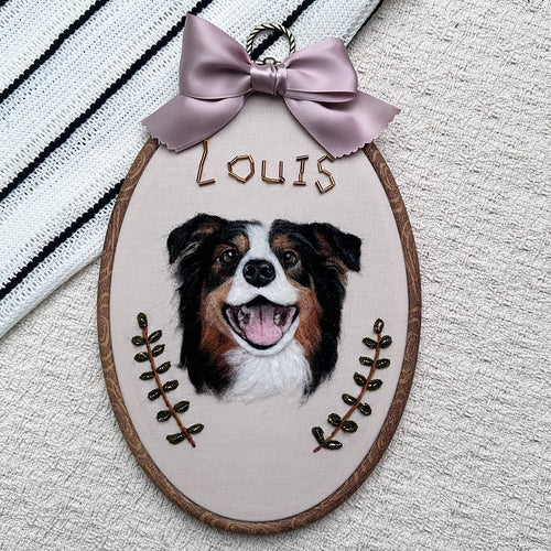 Custom Handmade Felt & Beaded Pet Portrait - Headshot Style