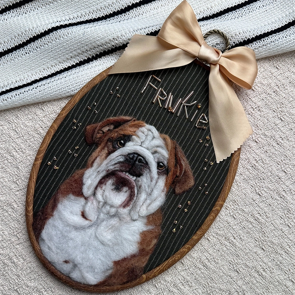 Custom Handmade Felt & Beaded Pet Portrait - Bust Style