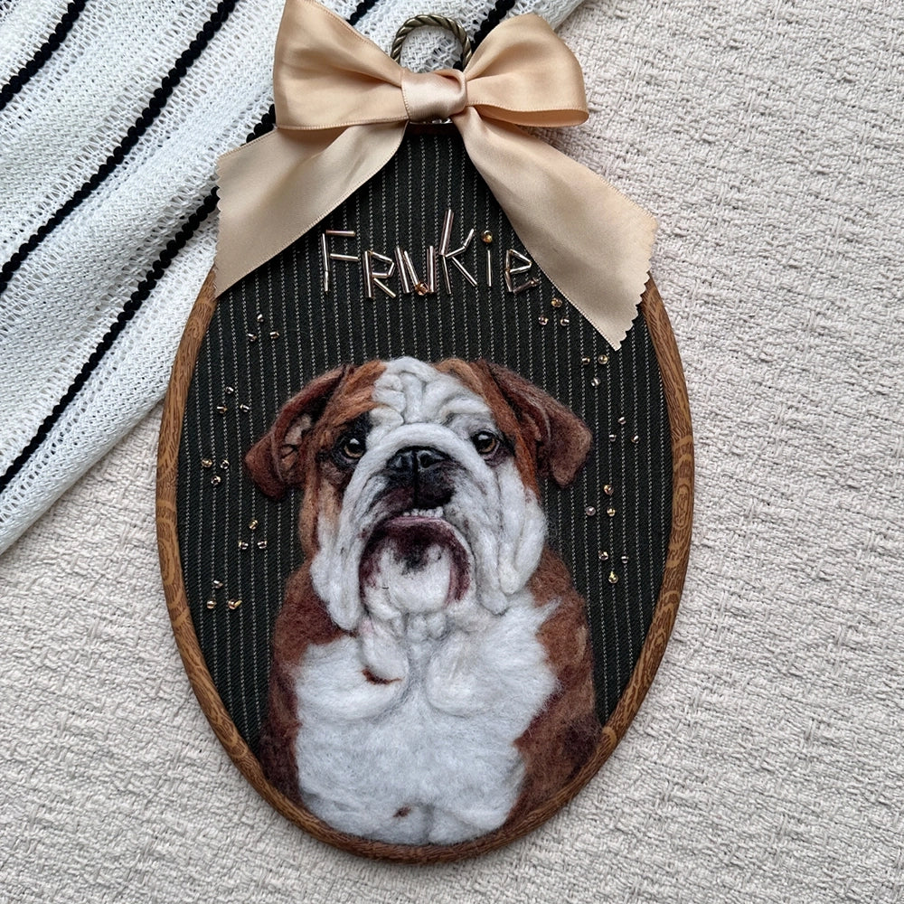 Custom Handmade Felt & Beaded Pet Portrait - Bust Style